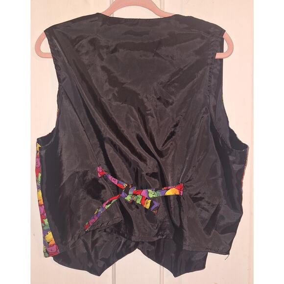 Vintage Women's Size 22W Rainbow Kitty Cat Vest Whimsical Dopamine Dressing - Picture 2 of 4